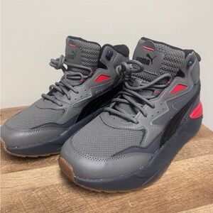 Puma Men's Charcoal and Crimson Sneakers X Ray speed mid WTR lace ups